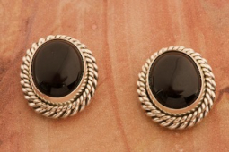 Artie Yellowhorse Genuine Black Onyx Sterling Silver Post Earrings